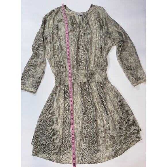 Rails Jasmine Mini Dress Cream Snakeskin Women's Large Smocked Waist V-Neck - Picture 10 of 14